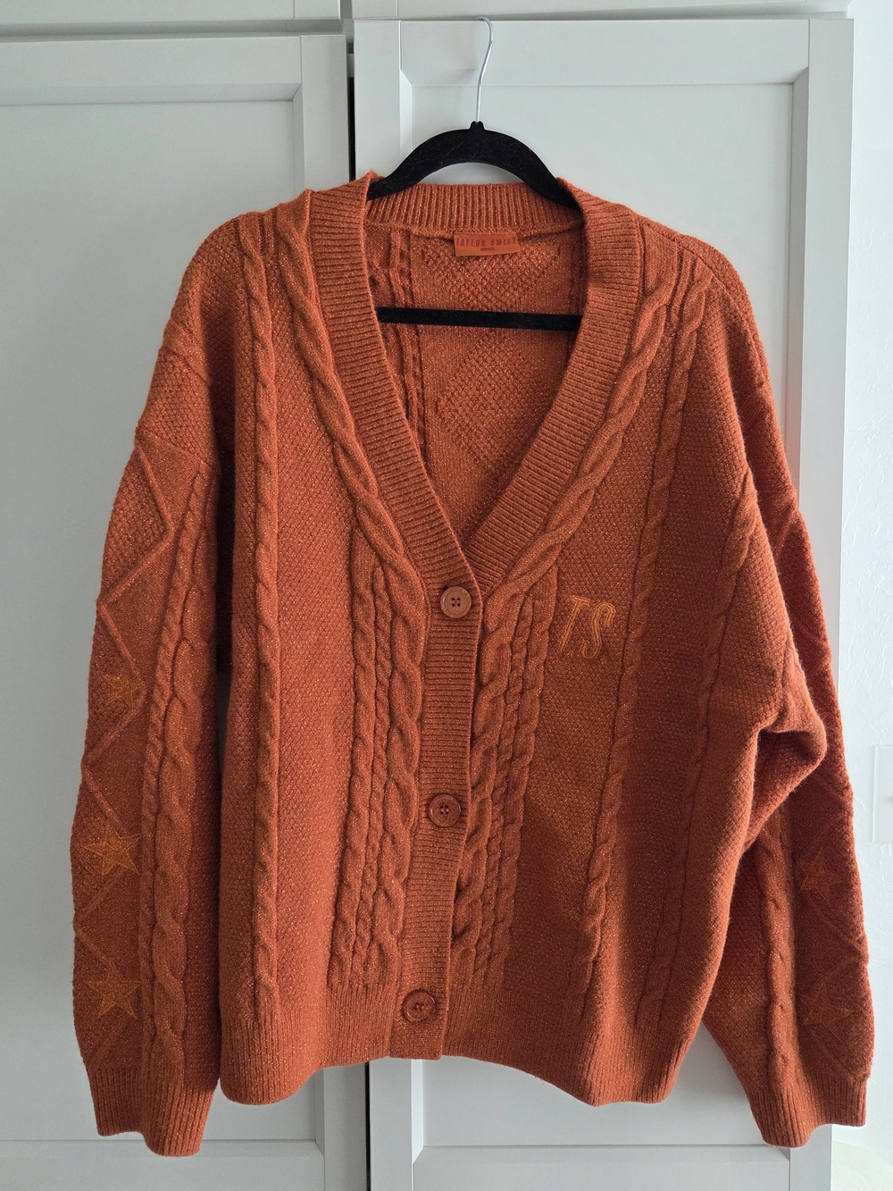 New Taylor Swift TLOAS Orange Cable Knit Sparkly M/L Cardigan